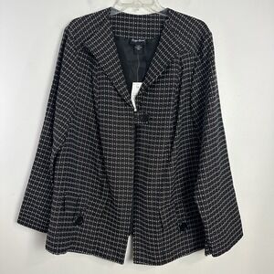 Maggie Barnes Blazer Women's 1X Black Jacket Stripes Career Business Office NWT